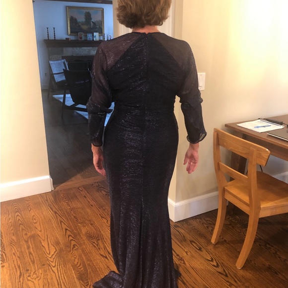 Talbot Runhof Navy Evening Gown, Size 10 - Picture 4 of 8